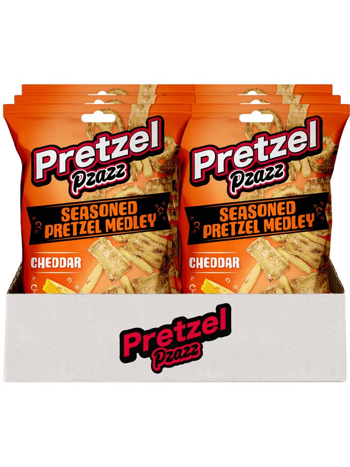Cheddar Pretzel Pzazz (2 oz Bags) for wholesale by Sunflower Food Company