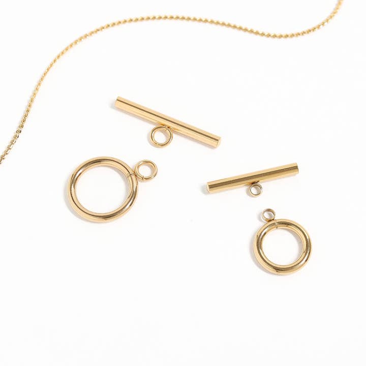 WJW - Wholesale Clasp - 18K Gold PVD Stainless Steel Small Circle Toggle Clasp3