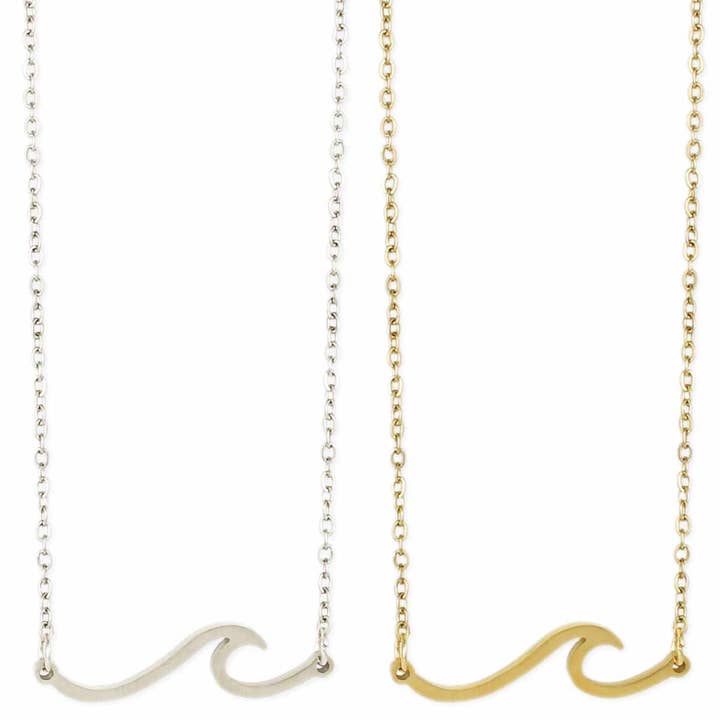 ZAD - Wholesale Pendant/Charm Necklace - Ride The Wave Bar Necklace