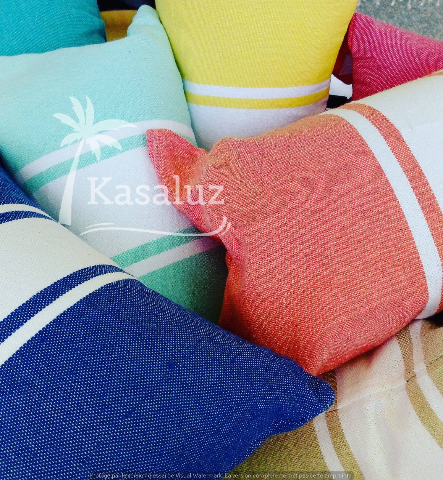 KASALUZ - Wholesale Beach Accessories - Inflatable beach cushion Auténtica Coral 100% cotton1