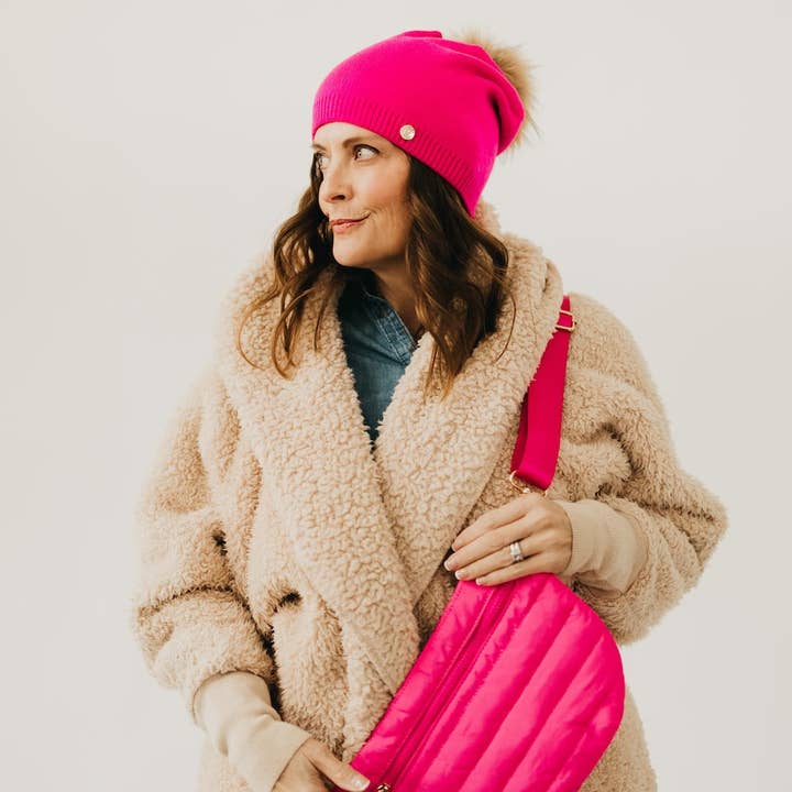 Pretty Simple - Wholesale Beanie - Women's - Fine Knit Fur Pom Slouchy Beanie Wholesale3