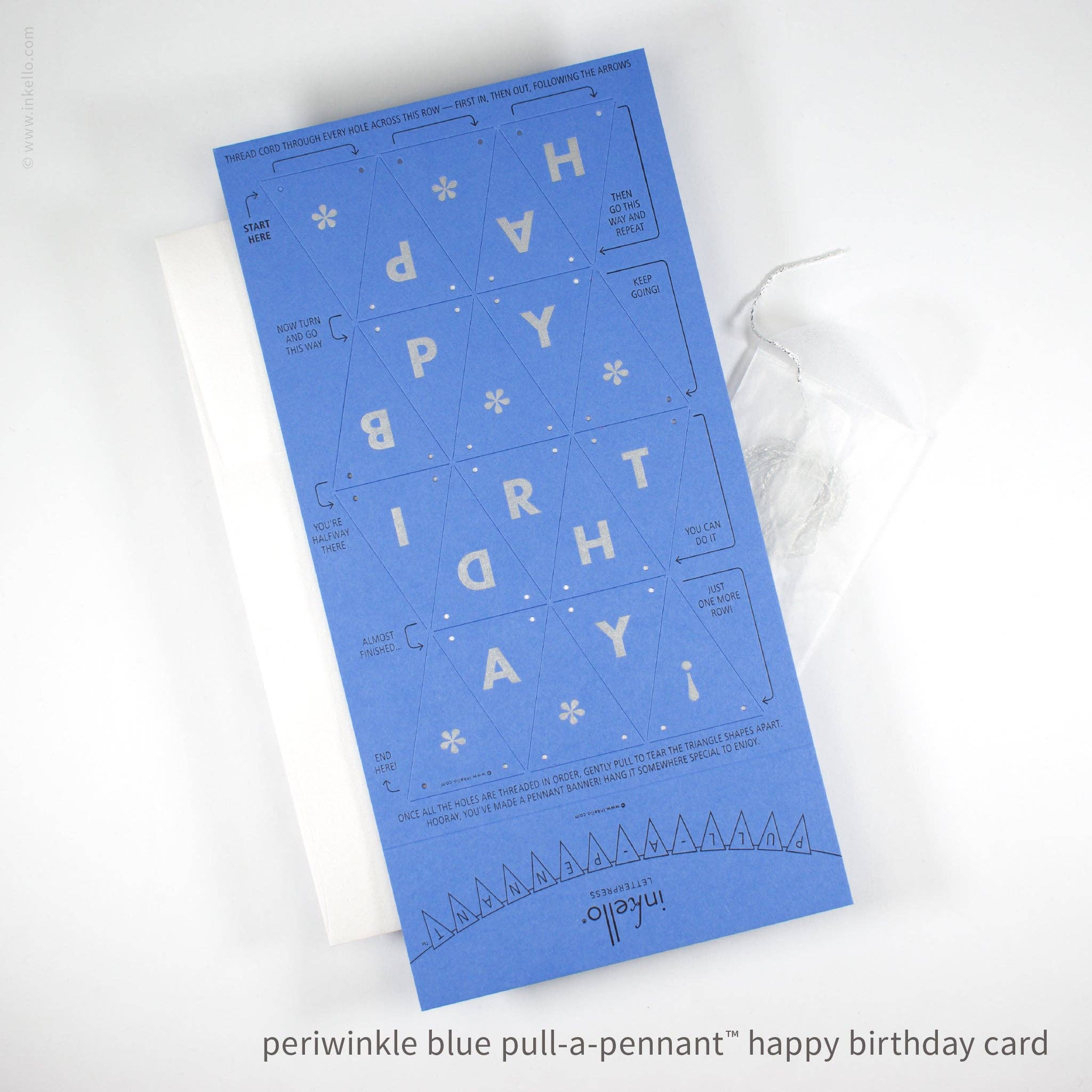 Inkello Letterpress - Wholesale Birthday Card - Birthday Pull-A-Pennant™ Greeting Card (#510)5