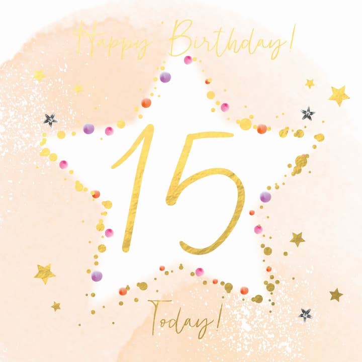 ¡Feliz cumpleaños 15 hoy! Tarjeta de felicitación hecha a mano para venta al por mayor de The Handcrafted Card Company