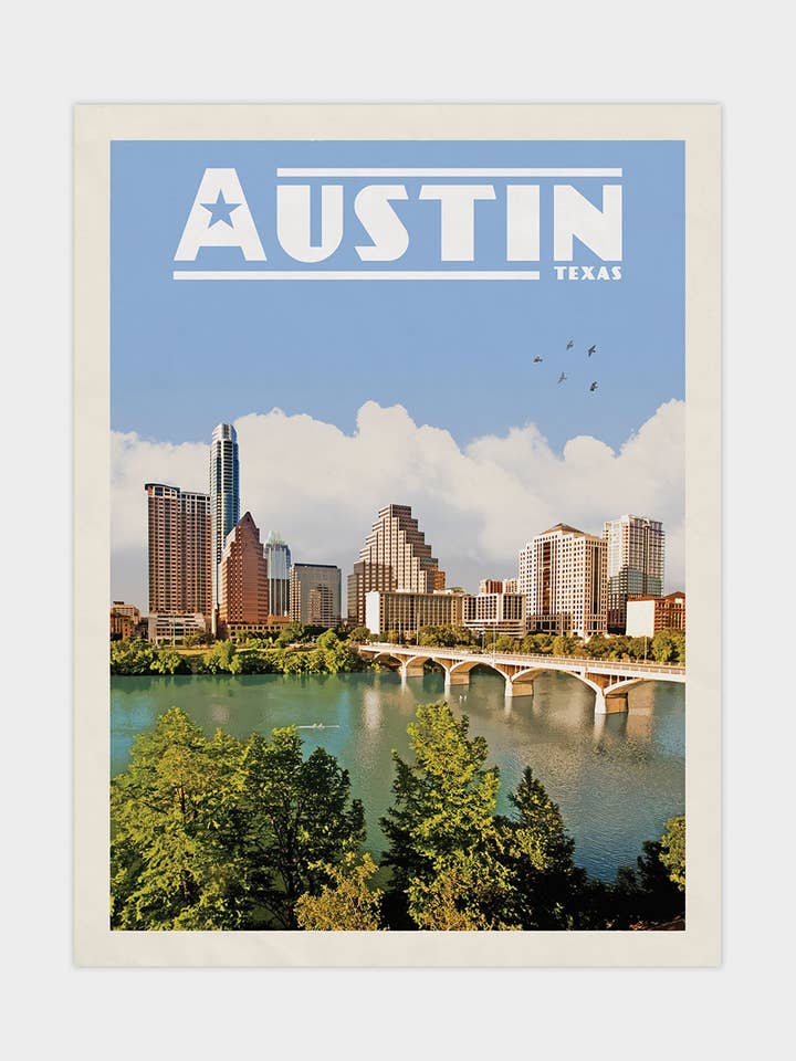 Austin, Texas - Impression de voyage vintage pour la vente par Vintaprints