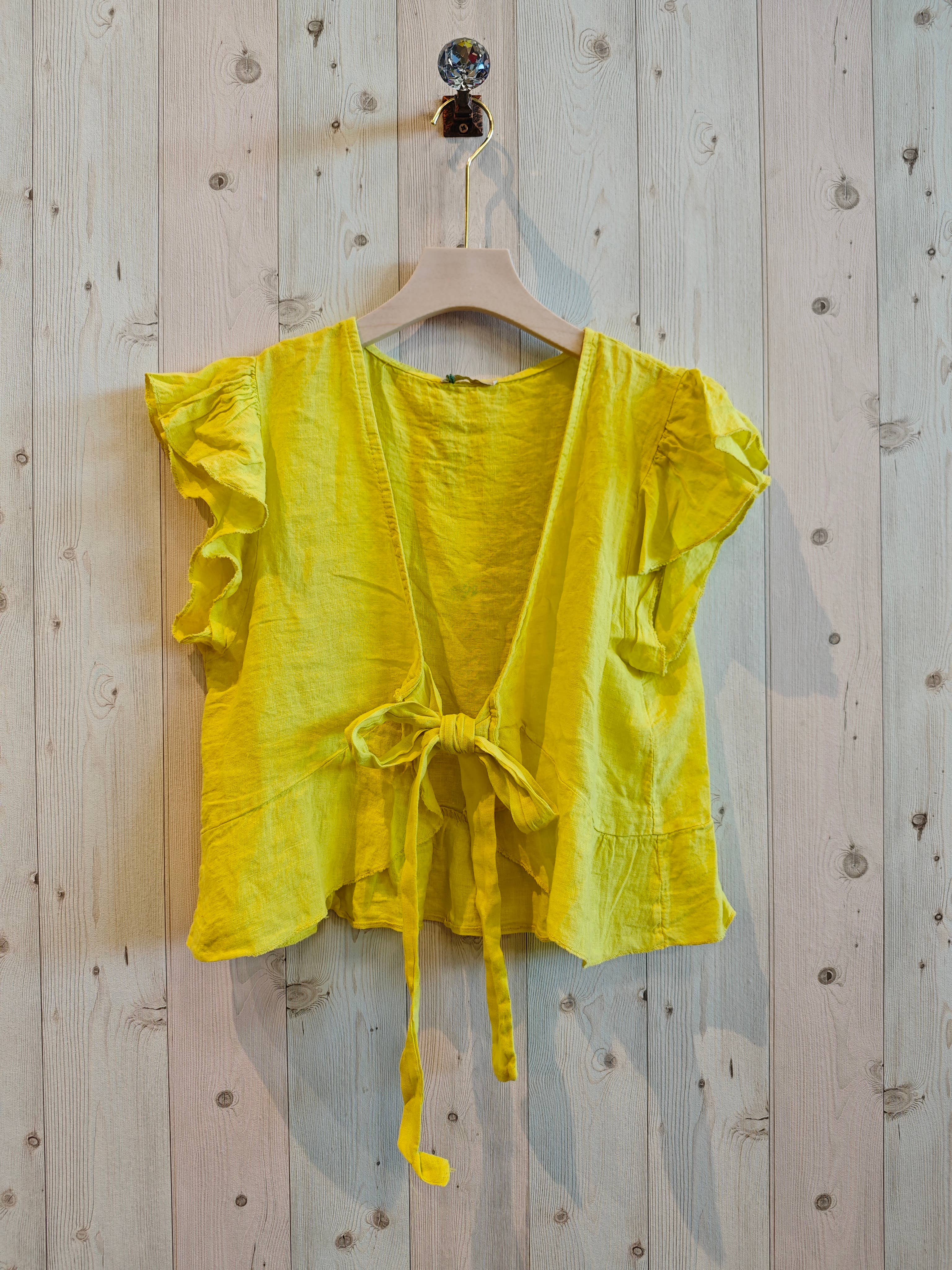 Linen & More - Wholesale Blouse - Women's - REF 11895 100% LINEN SHORT TIE BLOUSE0