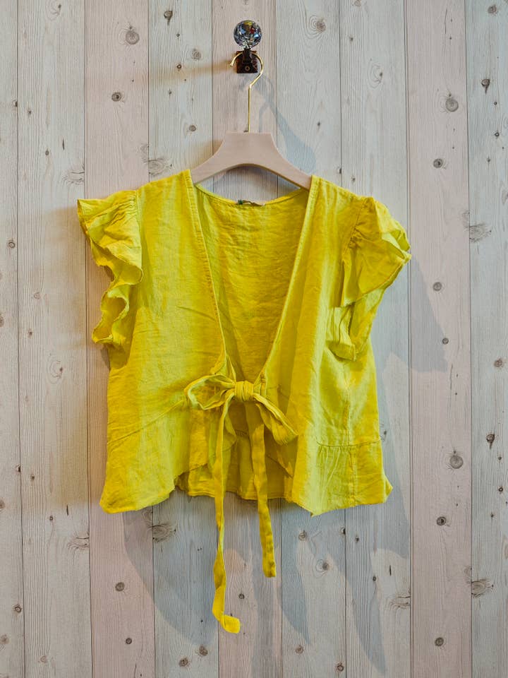 Linen & More - Wholesale Blouse - Women's - REF 11895 100% LINEN SHORT TIE BLOUSE