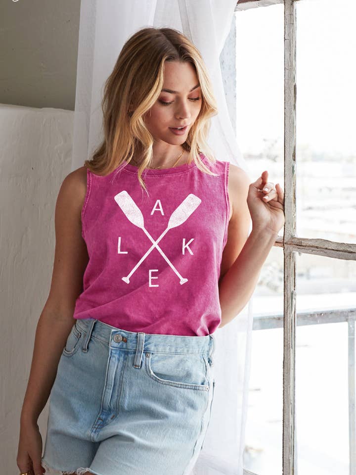 LAKE Mineral Graphic Tank Top for wholesale by OAT COLLECTIVE