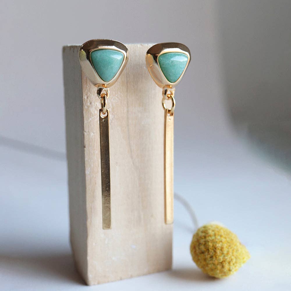 ÉMOLO - Wholesale Dangle Earrings - Gold earrings with natural stone FINE triangle4