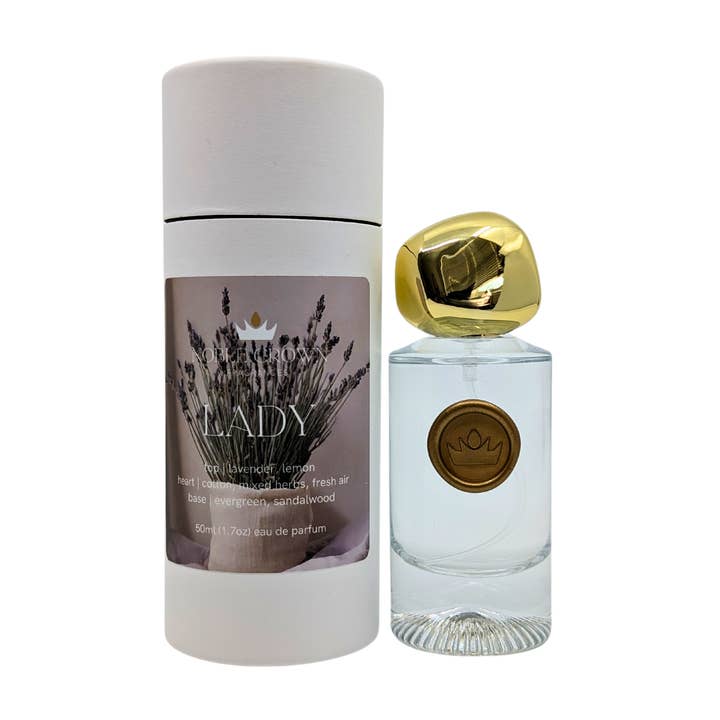Lady Perfume - calming lavender, cotton, and sandalwood for wholesale by Noble Crown Fragrances