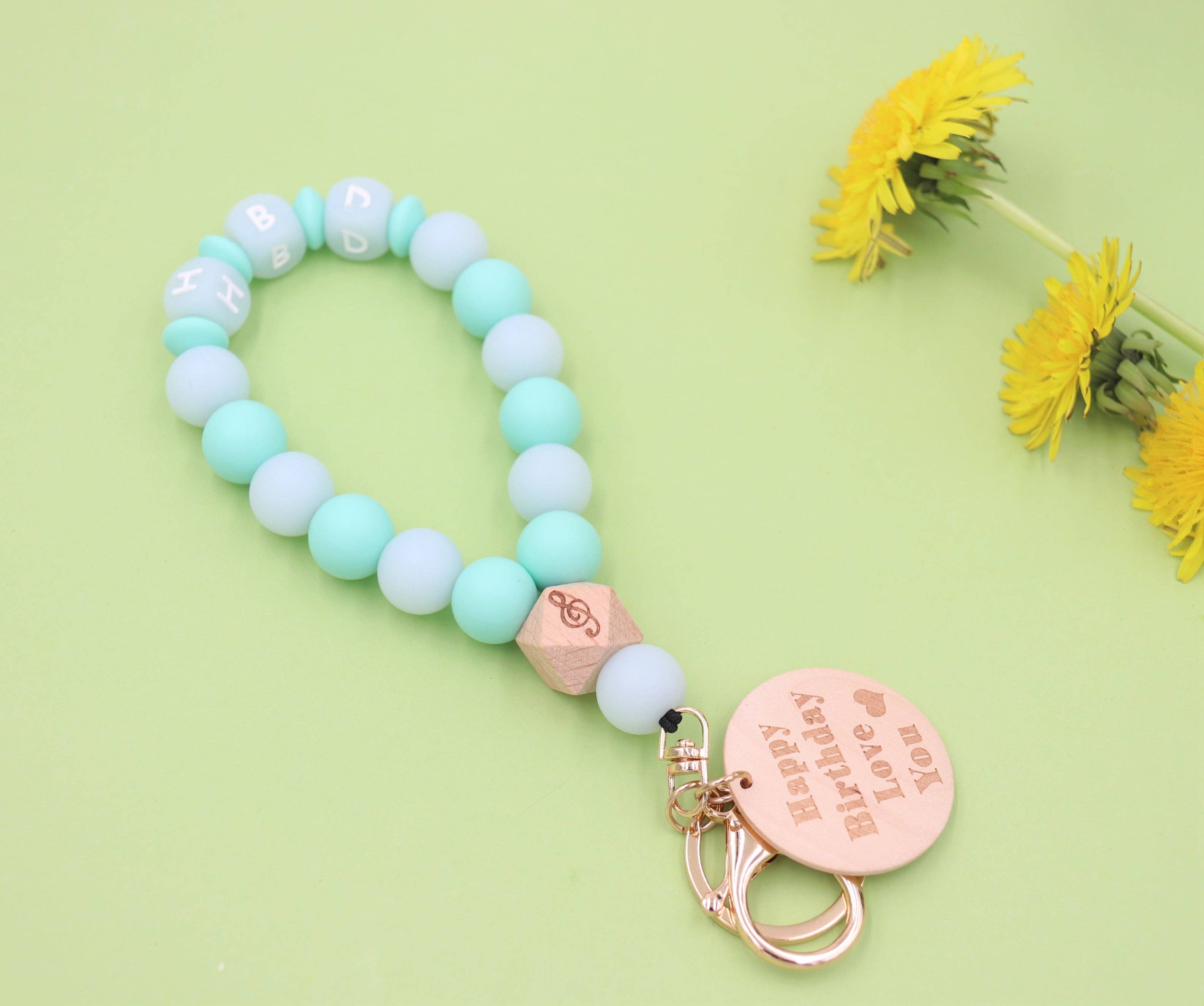 Sparkle Being - Wholesale Keychain Bracelet - Silicone Beaded Wristlet - Glitter Bangle Keychain13