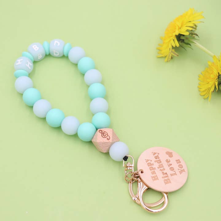 Sparkle Being - Wholesale Keychain Bracelet - Silicone Beaded Wristlet - Glitter Bangle Keychain13