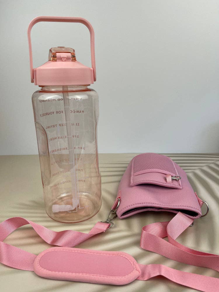 Nakoa The Label - Wholesale Water bottle - Motivational Drink Bottle + Crossbody Bag - 2 Litre - Pink9