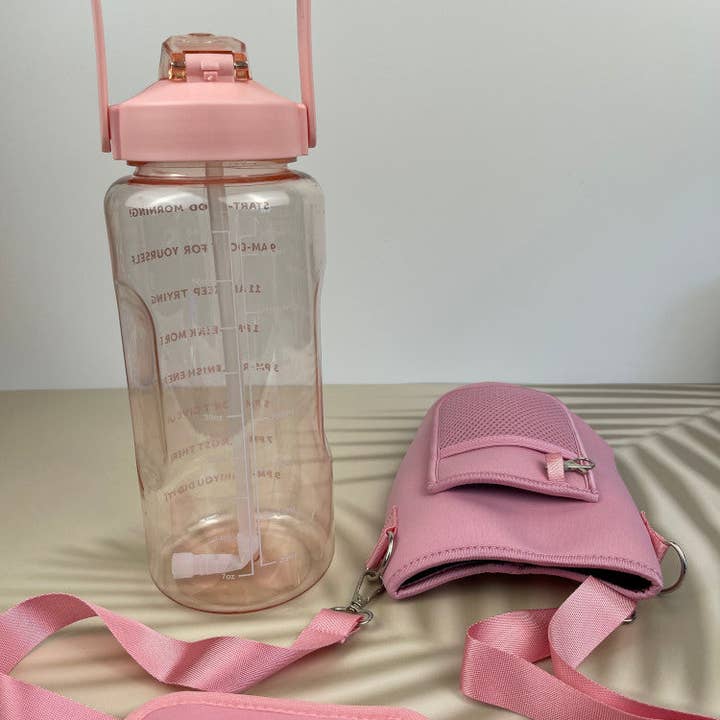 Nakoa The Label - Wholesale Water bottle - Motivational Drink Bottle + Crossbody Bag - 2 Litre - Pink9