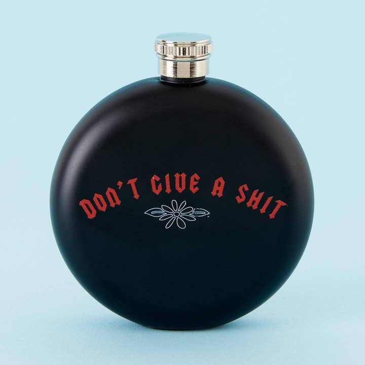 Don't Give A Shit - Round Black Hip Flask for wholesale by Punky Pins