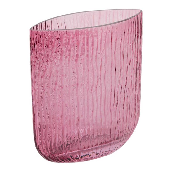 Deko-Vase oval, bordeaux/transparent, Glas, 18x21cm für den Großhandel von Dekoratief