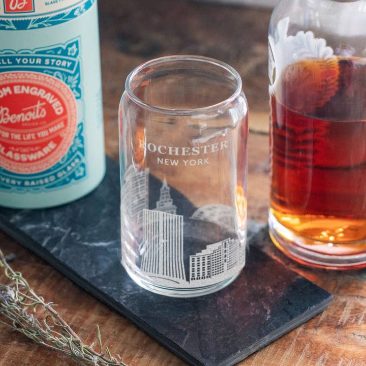 Benoit's Design Co. - Wholesale Cocktail/Liquor Glass - Rochester, New York City Skyline Engraved Glasses