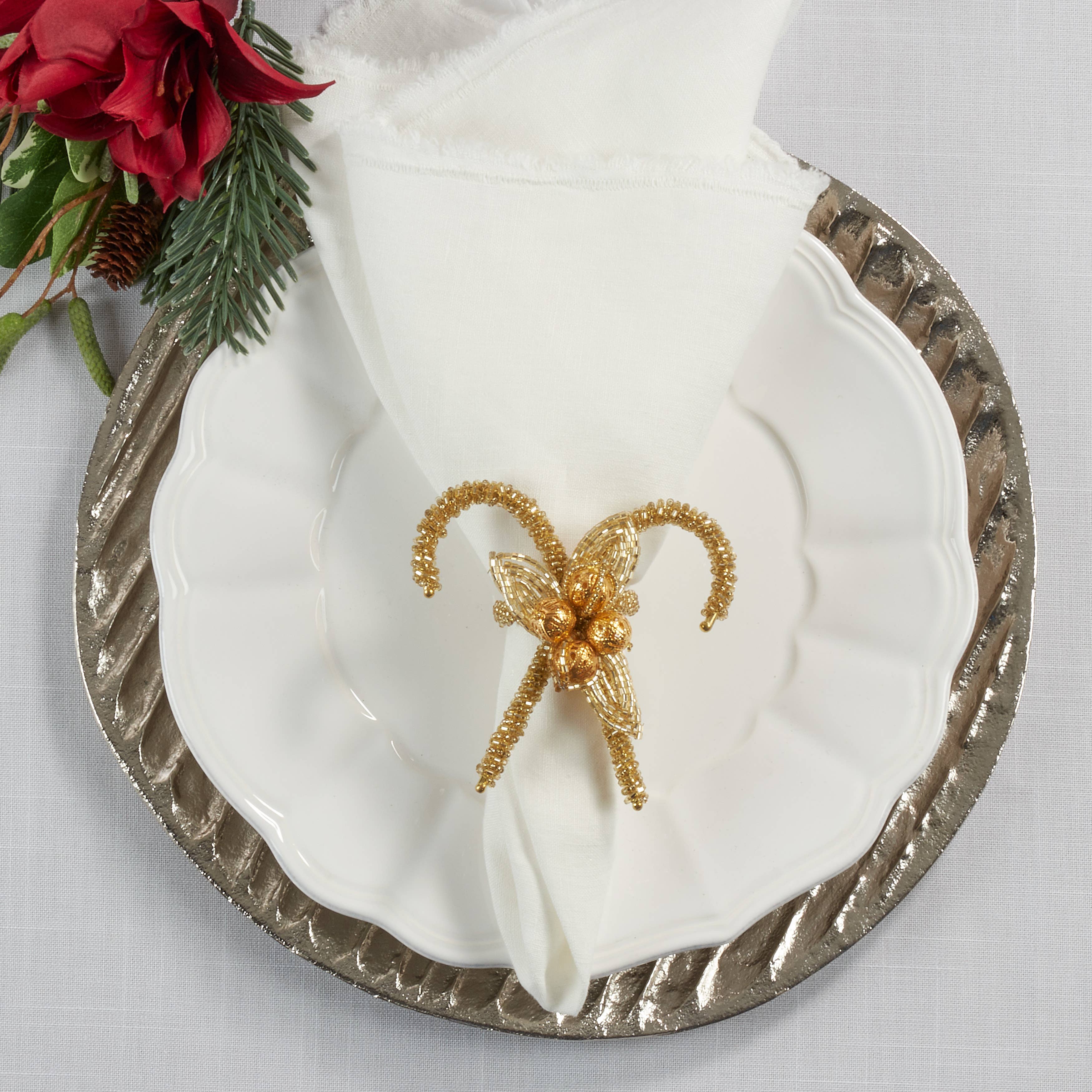 Saro Lifestyle - Wholesale Napkin Ring - Candy Cane Napkin Ring1