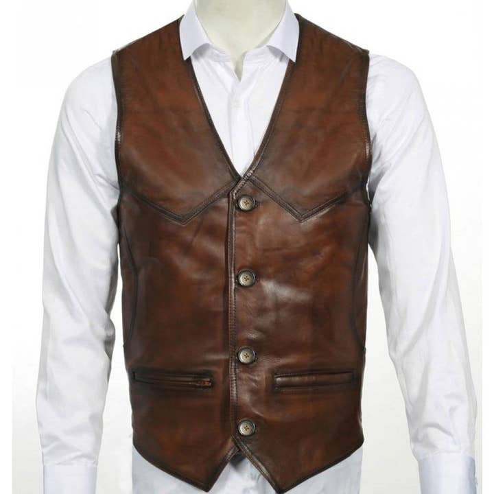 Men's quilted Sheepskin Motorcycle Leather Biker Club Vest for wholesale by Matchless York