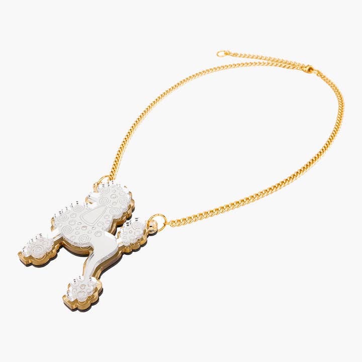 Collana Barboncino in Acrilico Argento Metallico per la vendita all'ingrosso da parte di Rijkje Jewelry