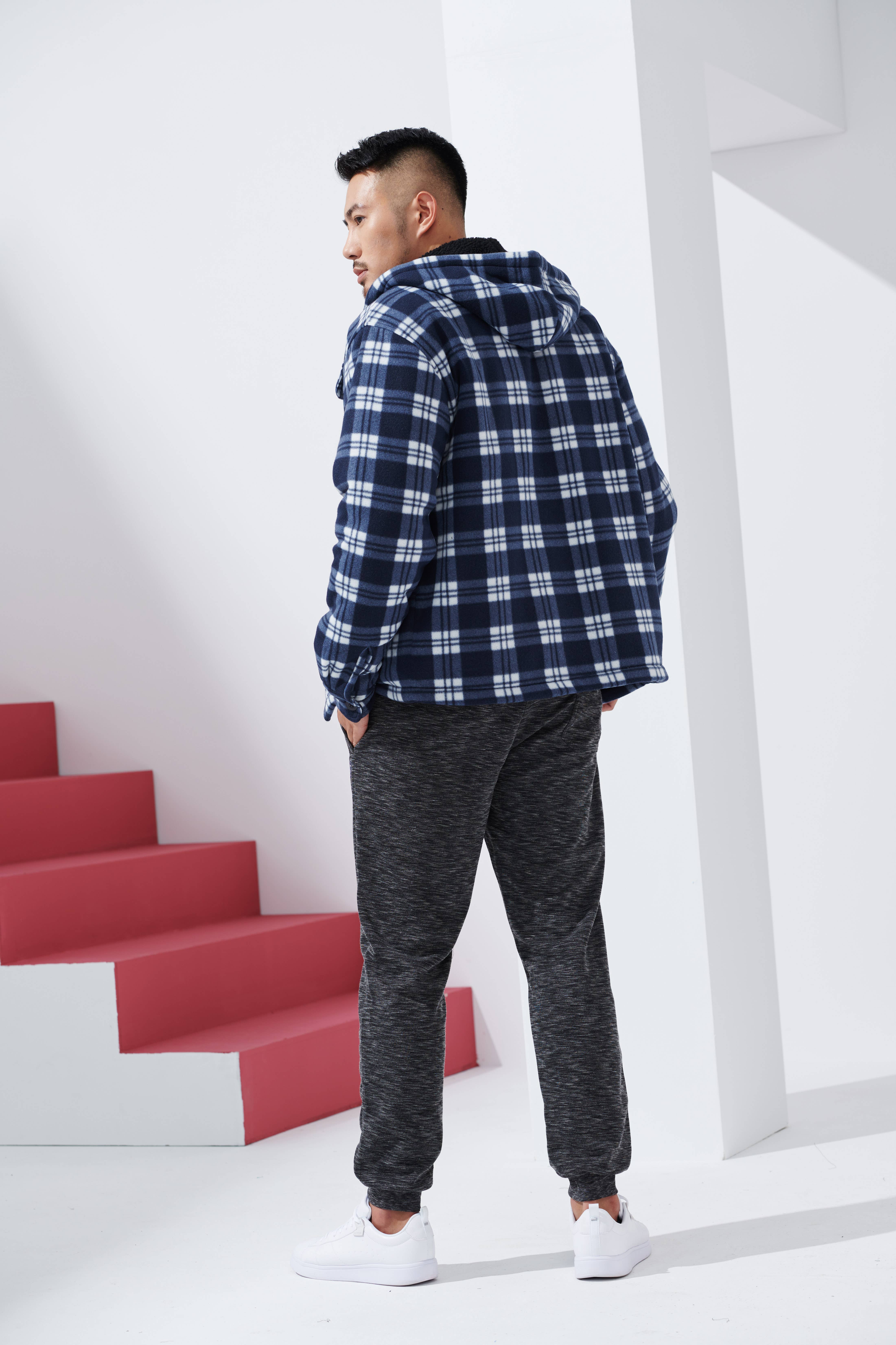 LeeHanTon - Wholesale Jacket - Men's - LeeHanTon Men's Hooded Sherpa Lined Plaid Jacket4