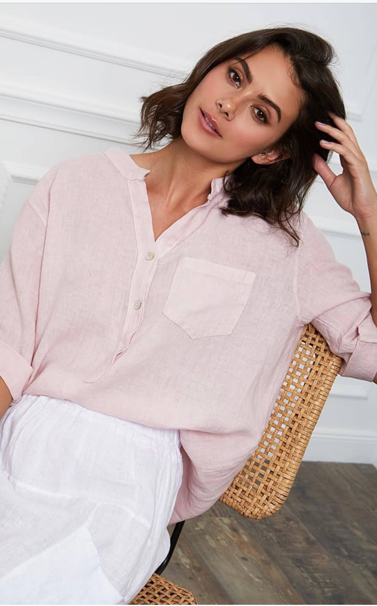 LÉA & LUC - Wholesale Button Down Shirt - Women's - 100% Linen Blouse REF. 636728