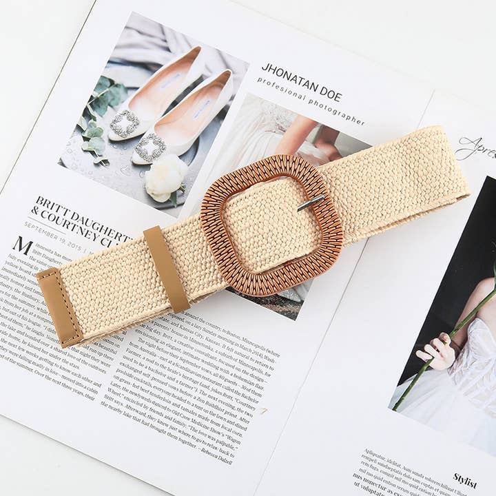 NINEXIS - Wholesale Belt - Women's - CWABE0545_VINTAGE BRAIDED SQUARE BUCKLE BELT