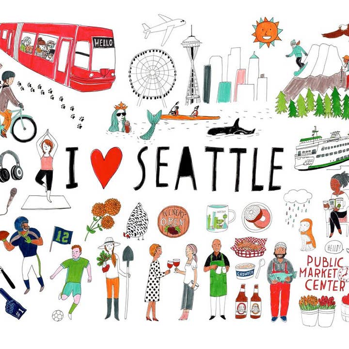 Honeyberry Studios - Wholesale Love Card - I Love Seattle Greeting Card