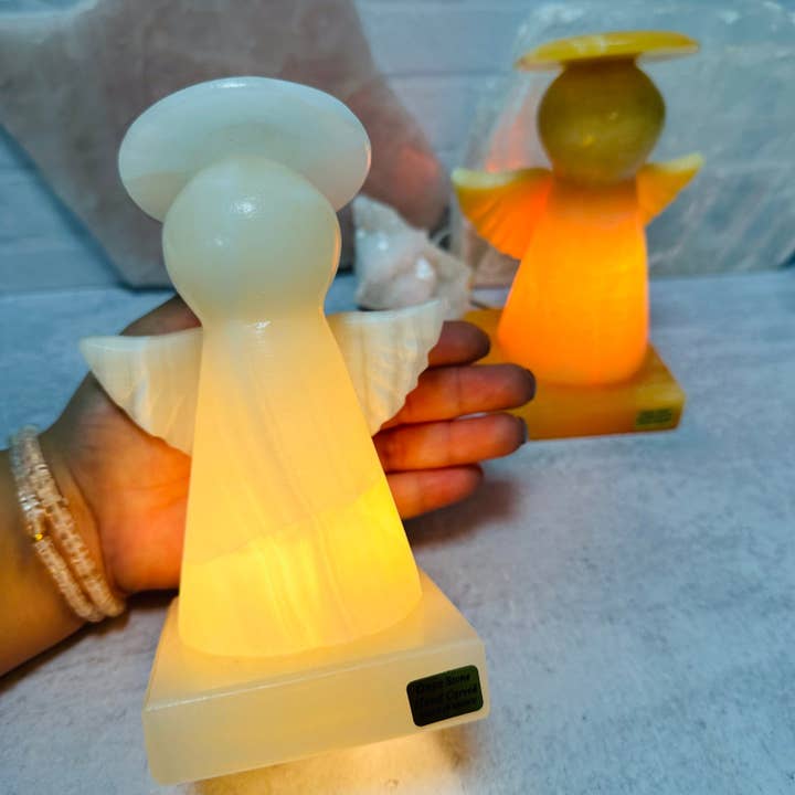 Rock Paradise – Engroshandel Natlys – Krystal mexicansk onyx englelampe - udskåret sten natlys10