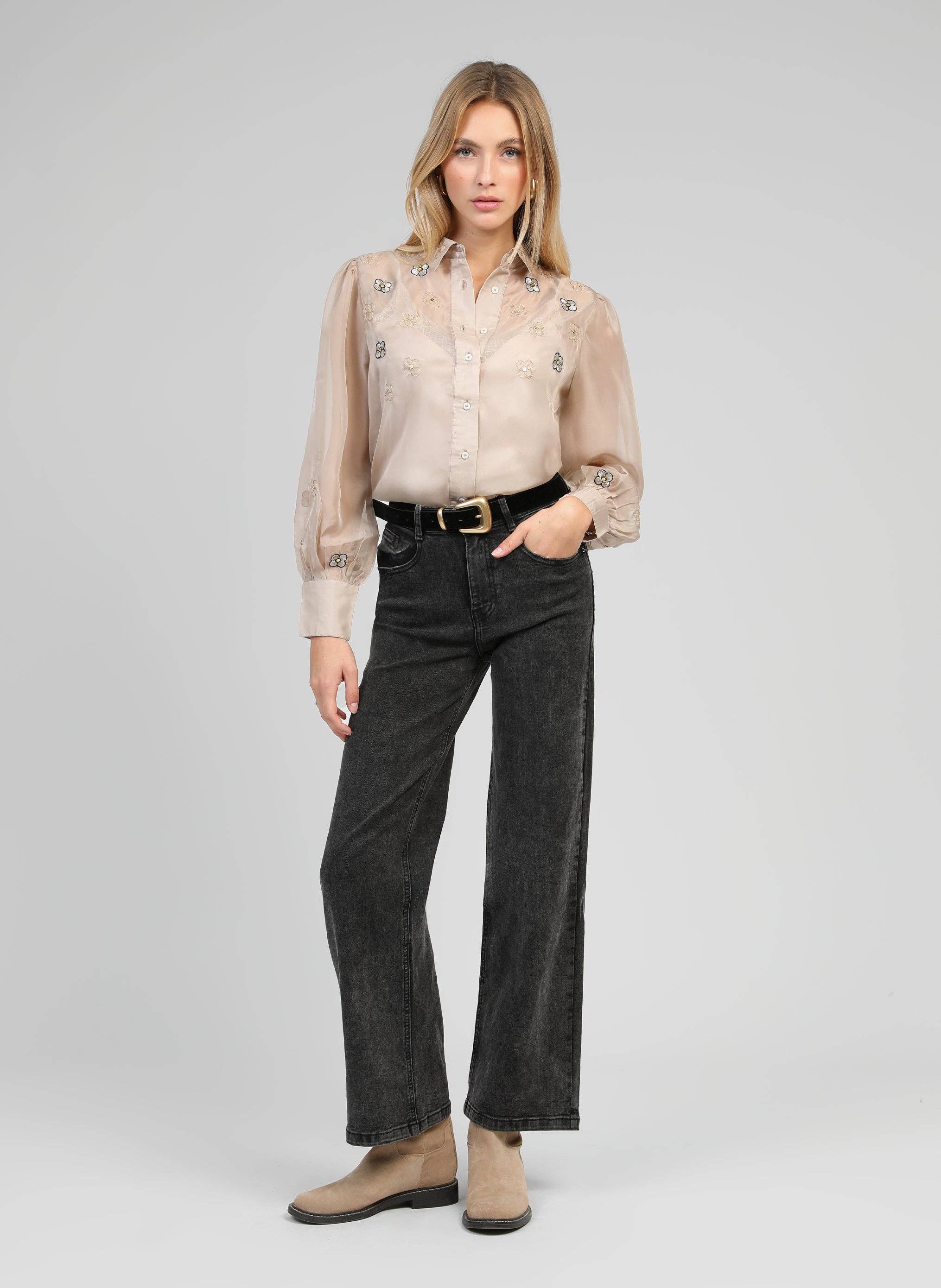 An'ge - Vente Chemise à col boutonné – femme - CHEMISE SANTONA taupe2