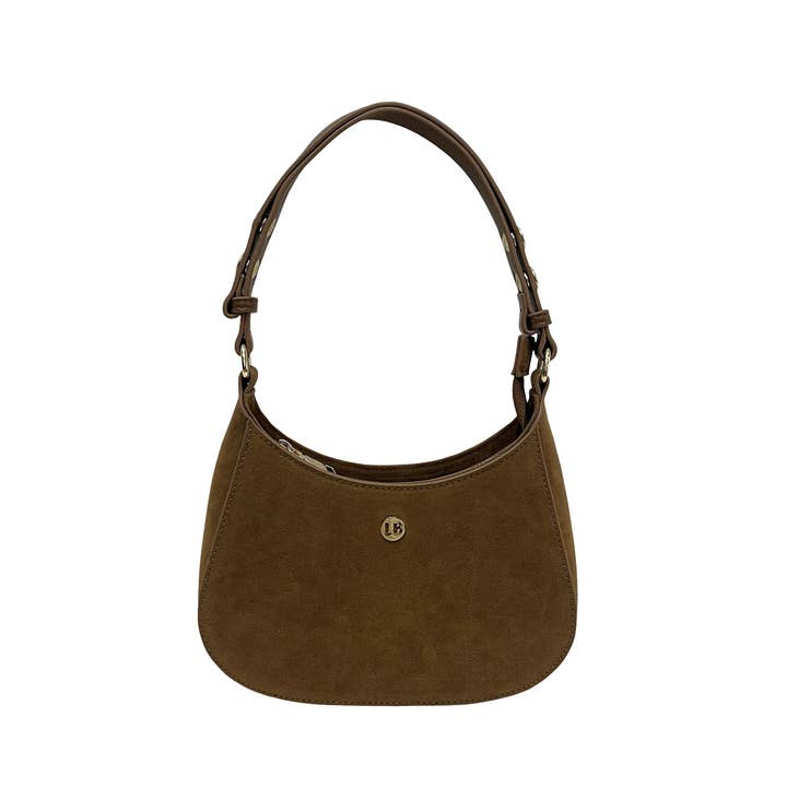 Sac à bandoulière en daim Julia Marron clair pour la vente par Lemonbella