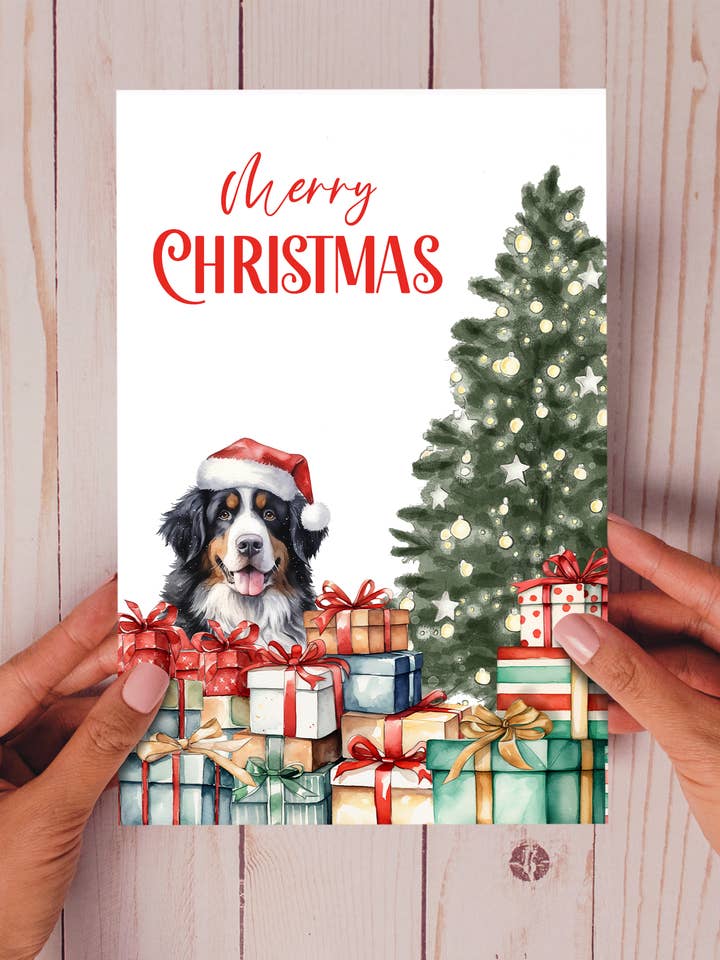 Tarjeta navideña de Bernese Mountain Merry Christmas, bonita tarjeta de Navidad para perros para venta al por mayor de Homemade Hollydays Wholesale