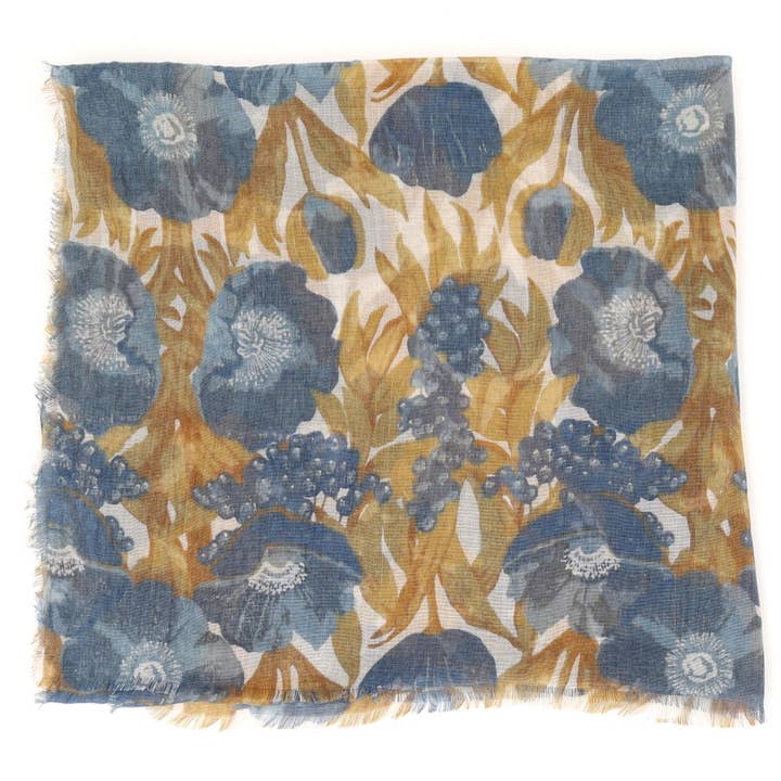 rockflowerpaper - Wholesale Scarf - Women's - ICELANDIC POPPIES BLUE Featherweight Scarf
