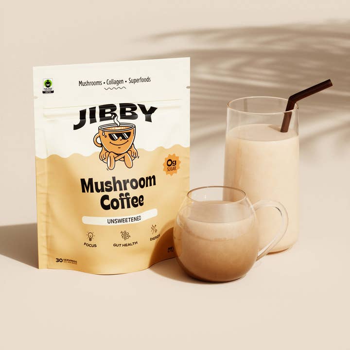 Jibby Coffee - Wholesale Instant Coffee/Espresso - Jibby Mushroom Coffee - Collagen, Mushrooms, Superfoods