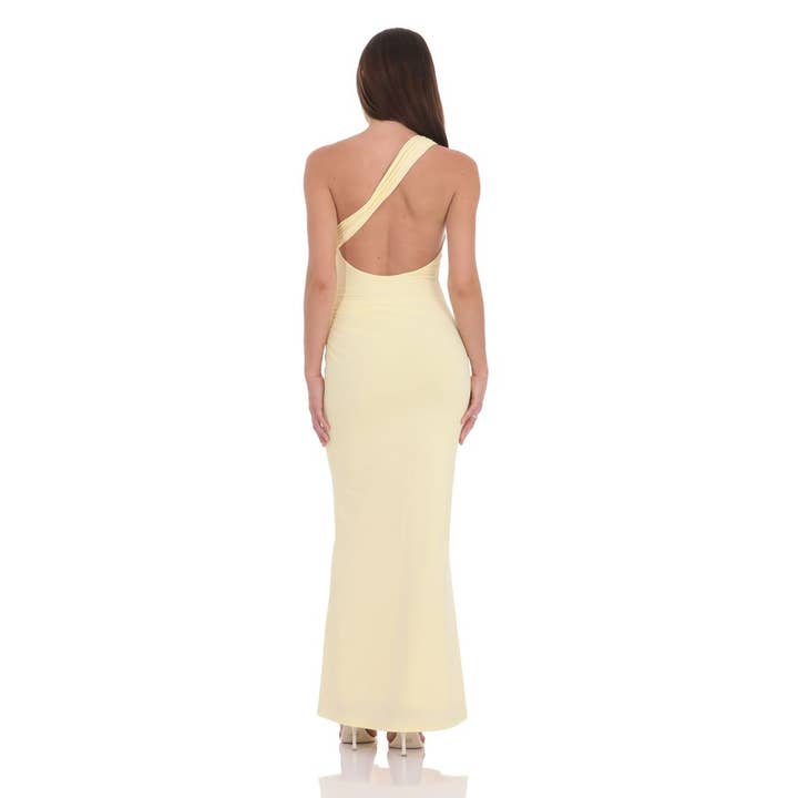Lucy In The Sky - Wholesale Dress - Women's - Conch One Shoulder Maxi Dress in Yellow