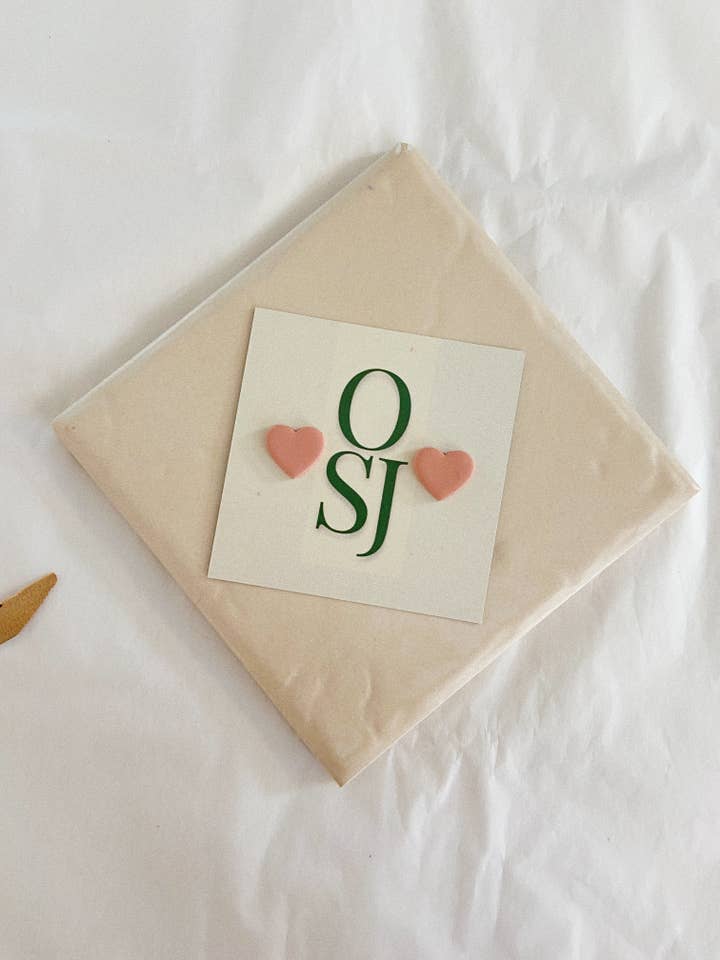 Roze Hartjes Polymeer Klei Oorbellen, Zomer Oorbellen, Meisjesachtige Oorbellen voor wholesale door Olive St Jewelry