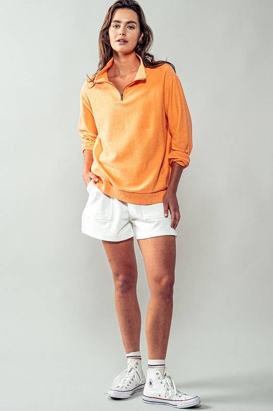 Urban Daizy - Wholesale Sweatshirt - Women's - Vintage Washed Quarter Zip Ribbed Sweatshirt21