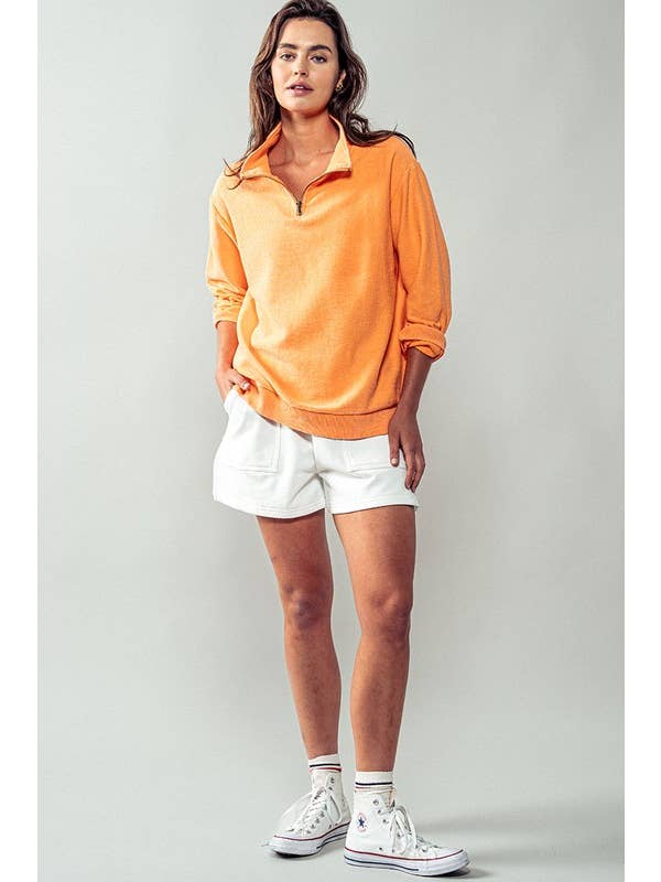 Urban Daizy - Wholesale Sweatshirt - Women's - Vintage Washed Quarter Zip Ribbed Sweatshirt21