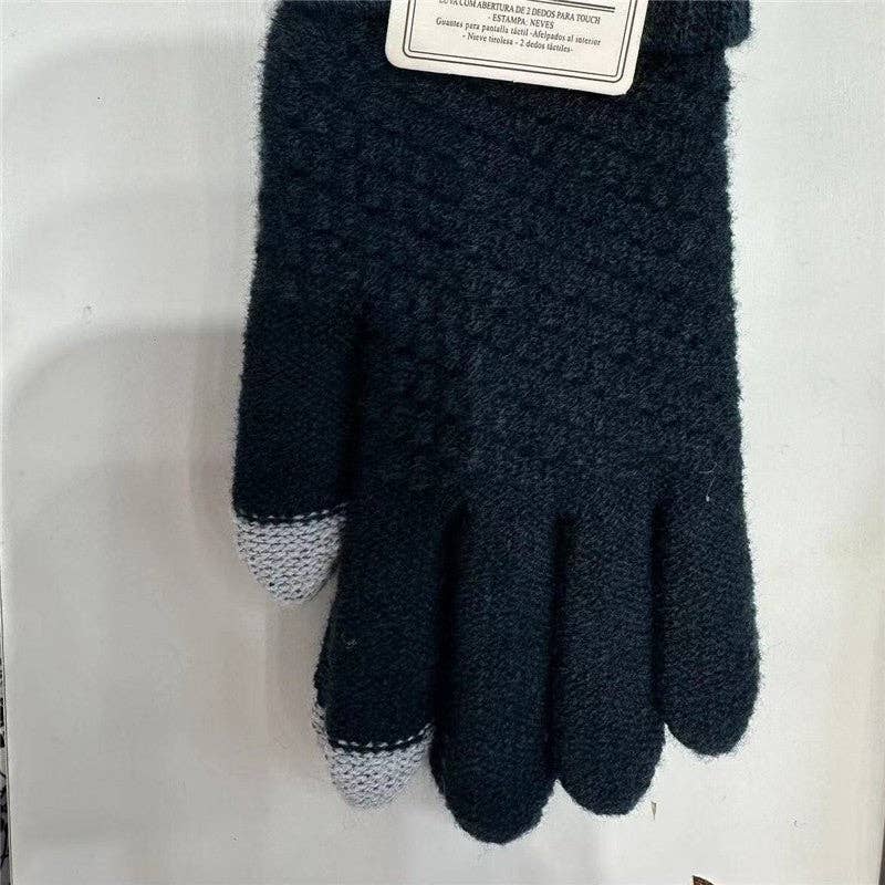 FurDecoration - Wholesale Gloves - Women's - Fashion Touch Screen Jacquard Plus Velvet Gloves3