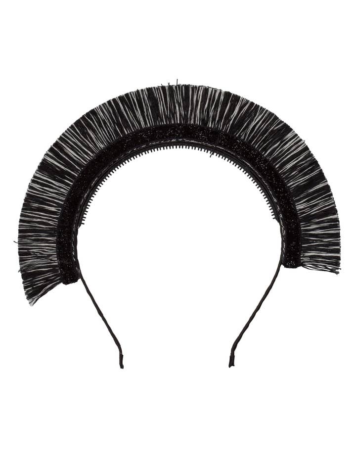 Static Fringe Headband - Black & White Fringe/Black Glitter for wholesale by Project 6 NY Kids