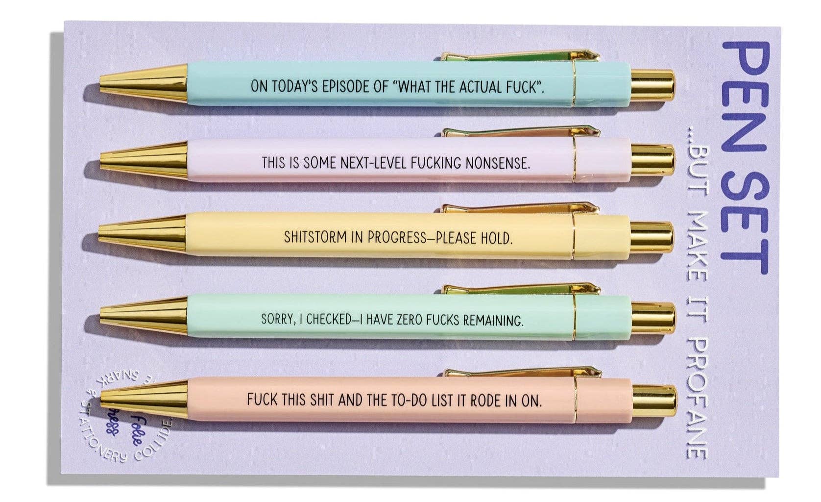 La Folie Press - Wholesale Pen - Profane Pens - Set of 5 Funny Swearing Ballpoint Pens2