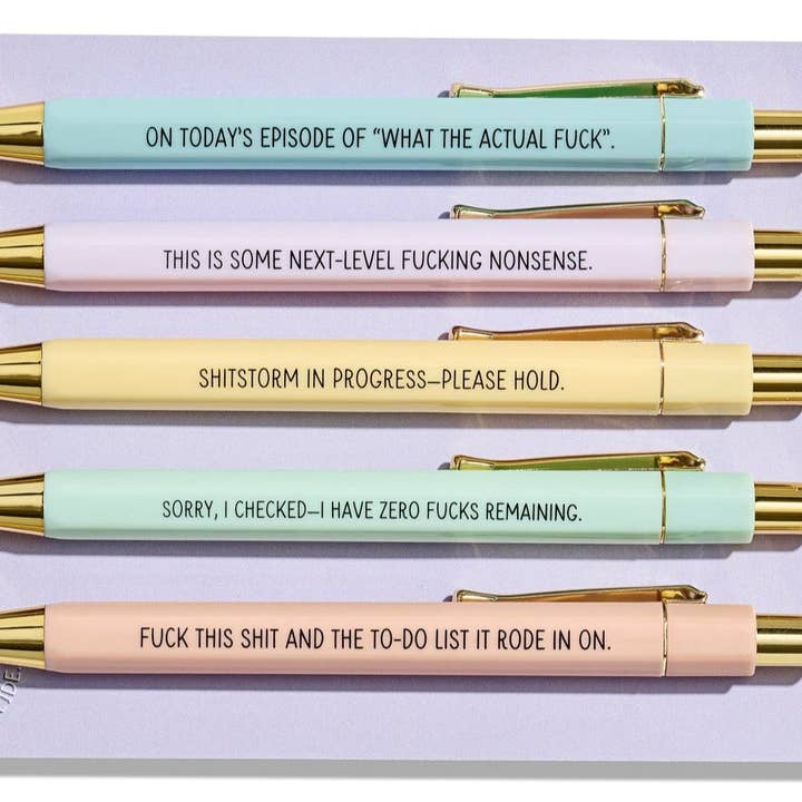La Folie Press - Wholesale Pen - Profane Pens - Set of 5 Funny Swearing Ballpoint Pens2