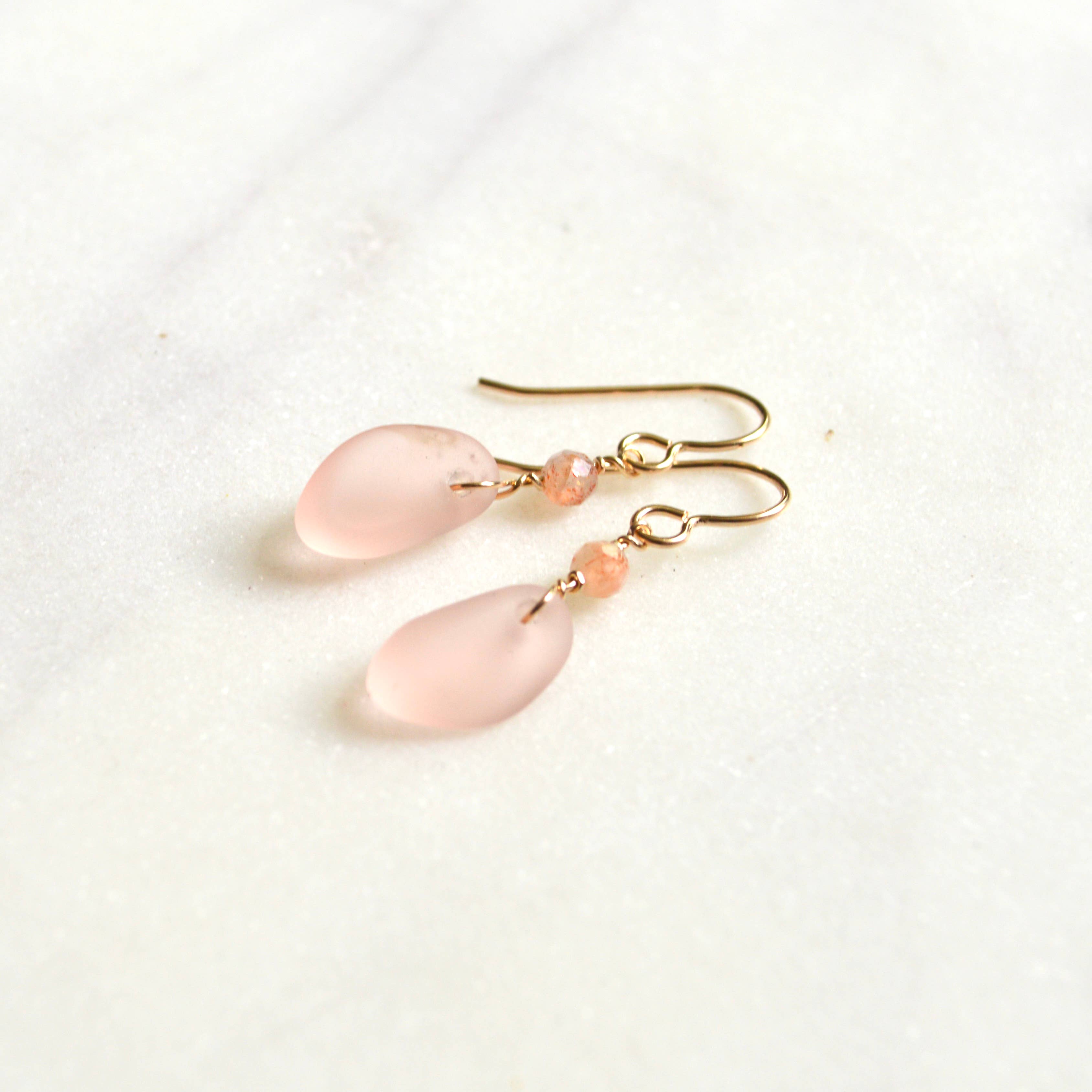 Salty But Sweet - Wholesale Dangle Earrings - Tiny Pink Glass Earrings1