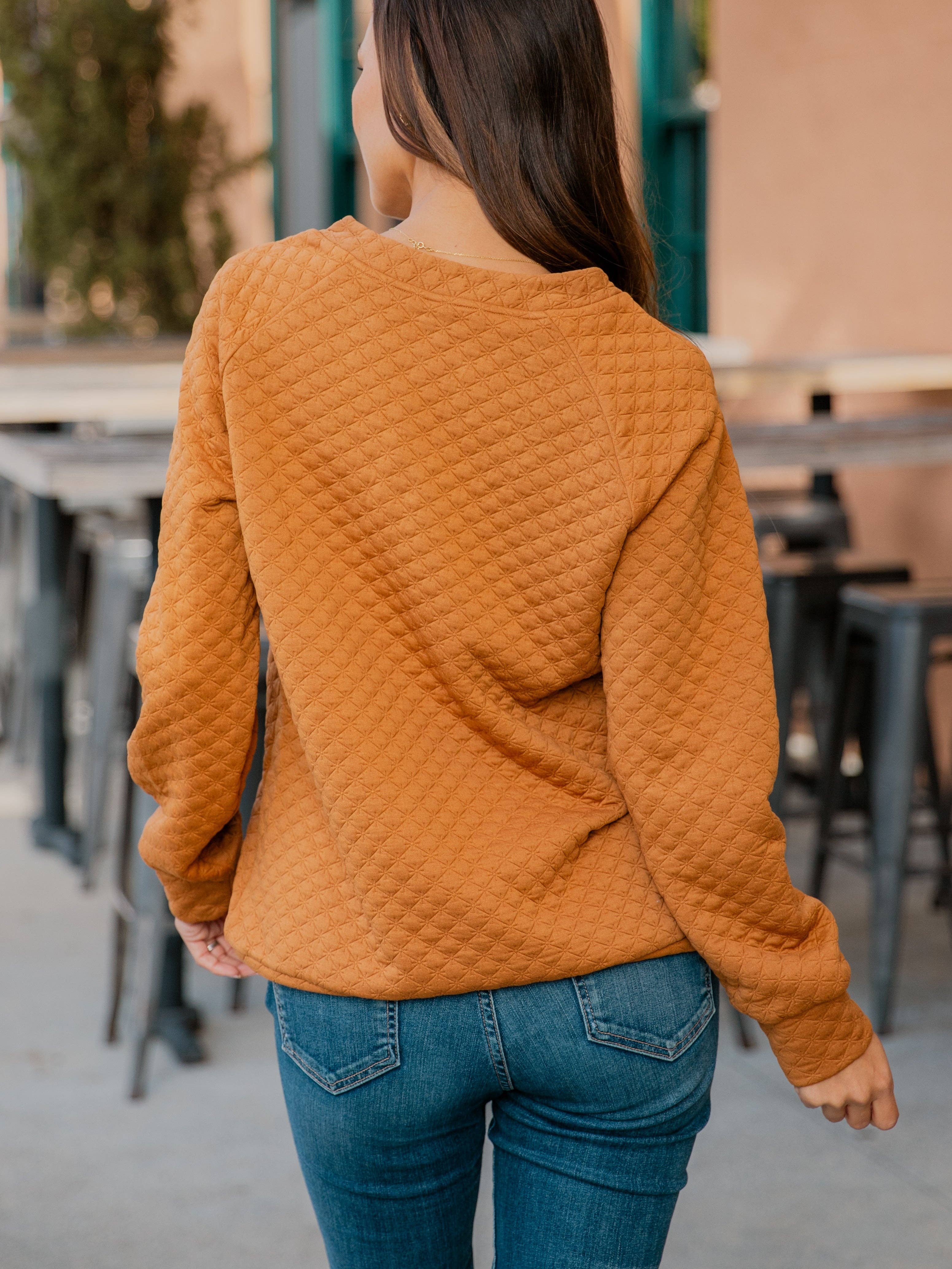 Tickled Teal - Wholesale Sweatshirt - Dames - Gewatteerde trui met gespleten halspatroon6