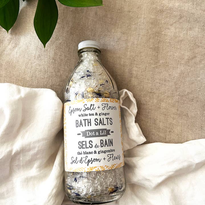 White Tea & Ginger Bath Salts for wholesale by Dot & Lil