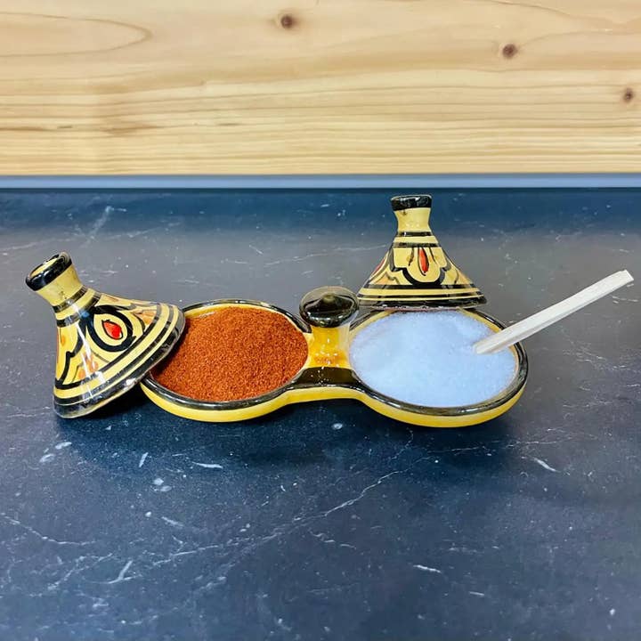 Etnico del Mondo - Wholesale Spice Rack - Mini Tajine Double Spice Holder in Safi Ceramic #114