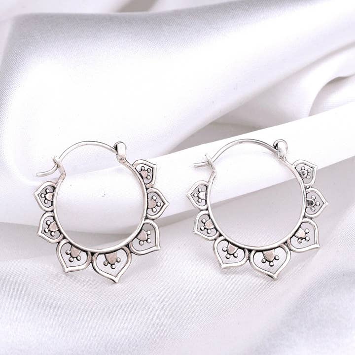 KARMA oriental hoop earrings - 925 sterling silver earrings for wholesale by MadamLili
