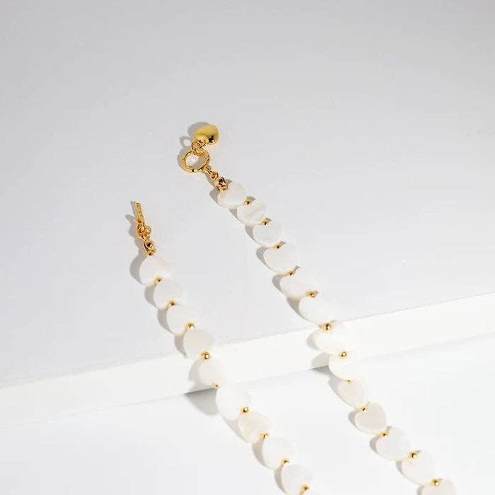 LanLivia - Wholesale Beaded/Pearl Necklace - Mother of Pearl Heart Beads Necklace with OT Buckle5