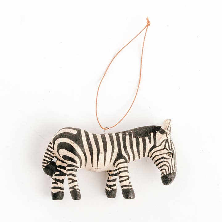 Adornos para árboles de Navidad - Cebras talladas a mano de Kenia para venta al por mayor de JusTea