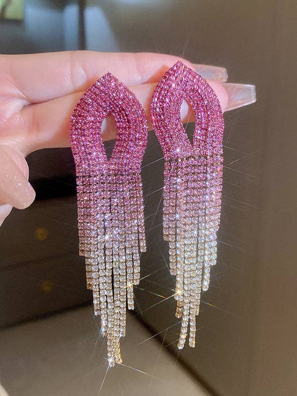 UZ Wholesale Store - Wholesale Tassel Earrings - Gradient Hollow Tasseled Earrings - Gold, Fuchsia, Colorful10