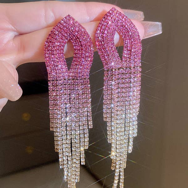UZ Wholesale Store – wholesale Tassel earrings – Gradient Hollow Tasseled Earrings - Gold, Fuchsia, Colorful10